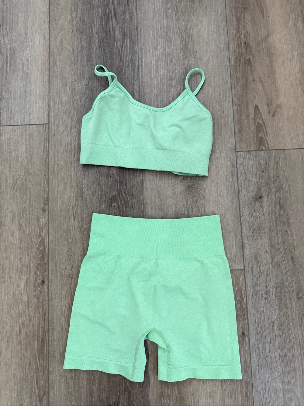 Lime Green Green Active Bike Shorts & Crop Tank Set
